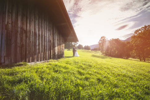 Hochzeitsfoto Sonnenaufgang Ohlstadt Hochzeit